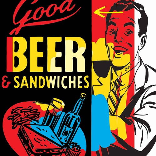 Marmont Hill "Beer & Sandwiches" by Josh Ruggs Painting Print on Wrapped Canvas