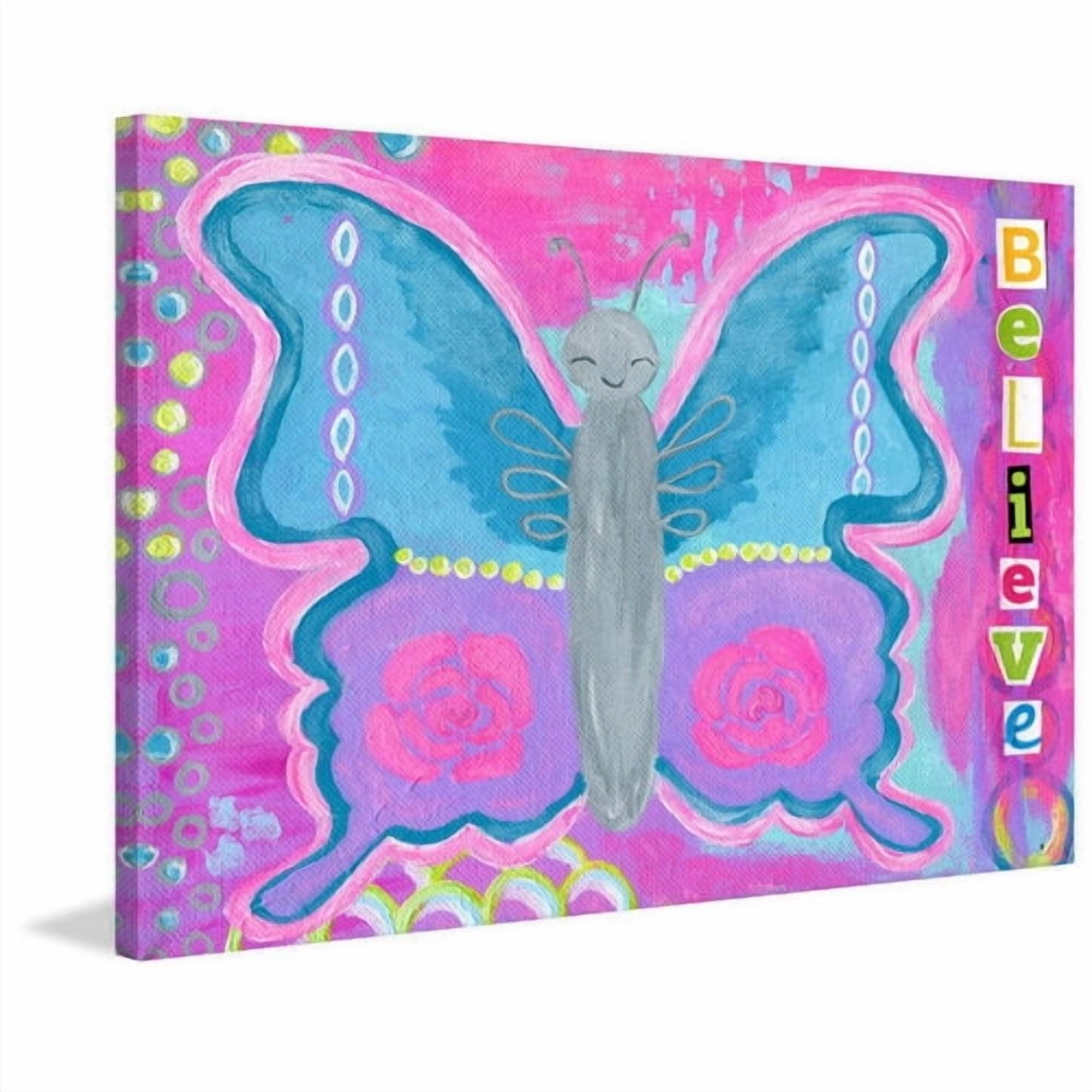 Marmont Hill "Believe Butterfly" by Jill Lambert Painting Print on Wrapped Canvas