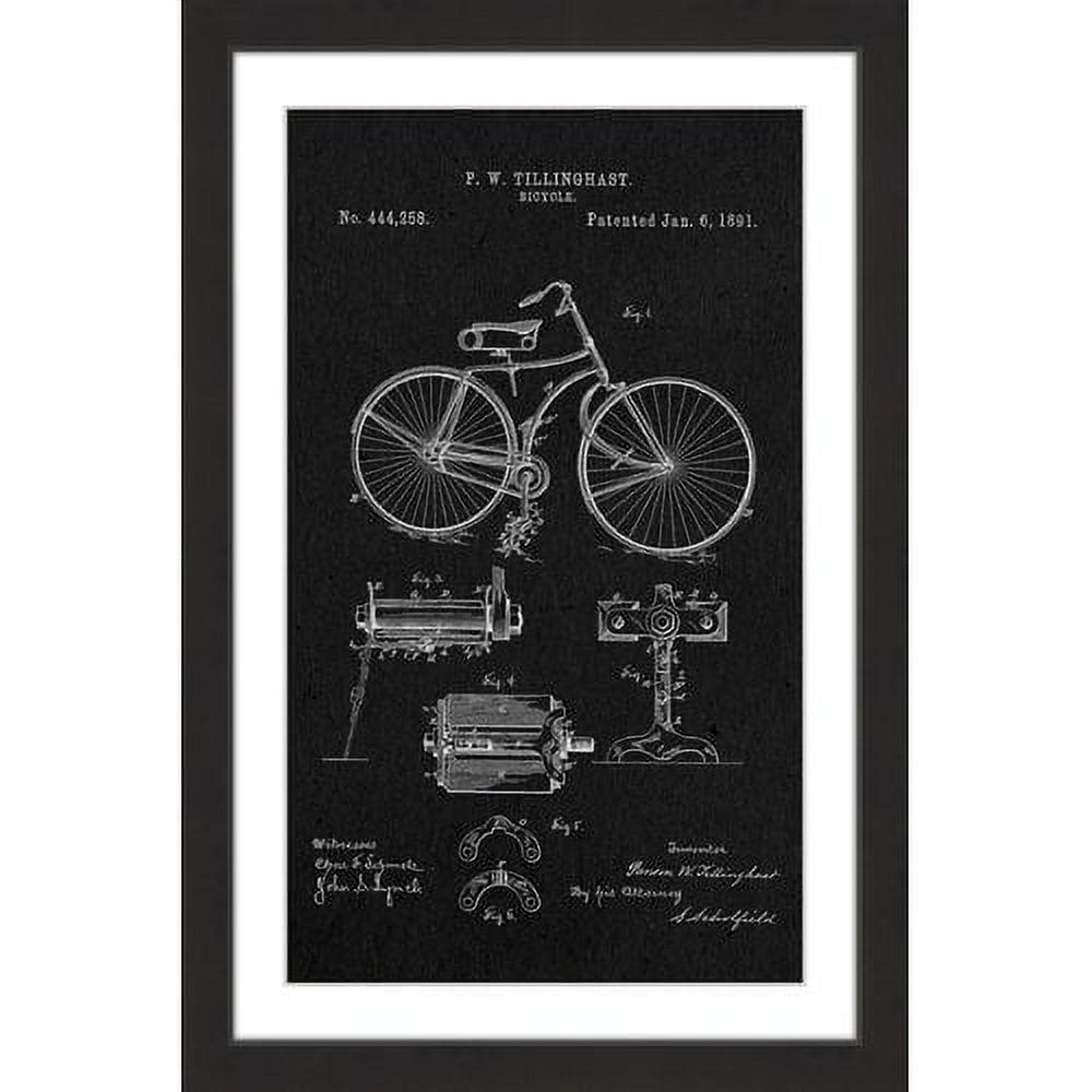 Marmont Hill - "Bicycle 1891 Black Paper" by Steve King Framed Painting Print