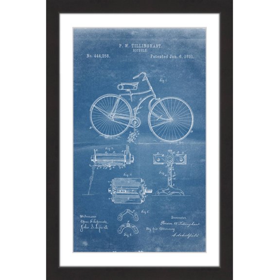 Marmont Hill Bicycle 1891 Blueprint Framed Wall Art