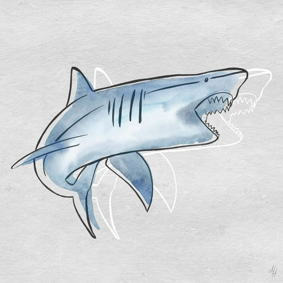 Marmont Hill Big Biting Shark Canvas Wall Art