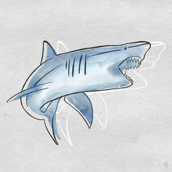 Marmont Hill Big Biting Shark Canvas Wall Art