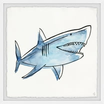 Marmont Hill Big Blue Shark Framed Wall Art, 12" x 1.5"