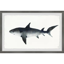Marmont Hill Big Gray Shark Framed Wall Art, 12.00" x 1.50"