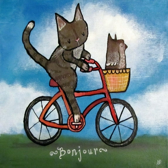 Marmont Hill Bike Riding Cat by Andrea Doss Canvas Wall Art