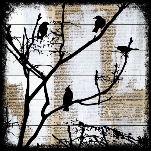 Marmont Hill "Bird Committee" by Vicki Butler Painting Print on White Wood
