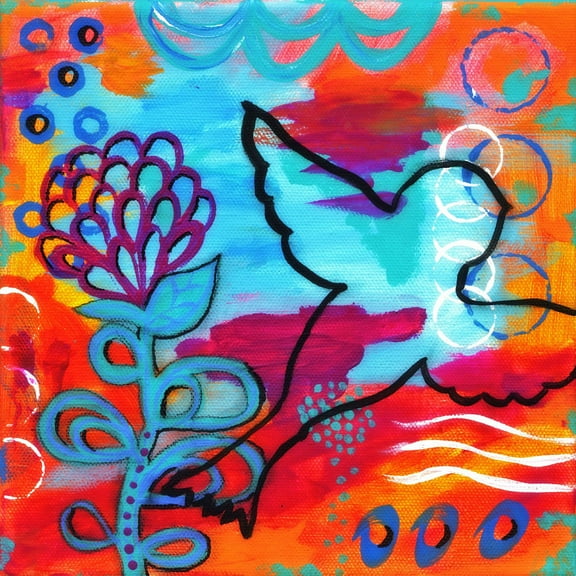 Marmont Hill "Bird Outline" by Jill Lambert Painting Print on Wrapped Canvas