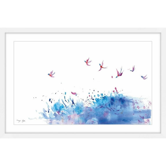 Marmont Hill "Birds Flying over Sea" by Maya Gur Framed Painting Print