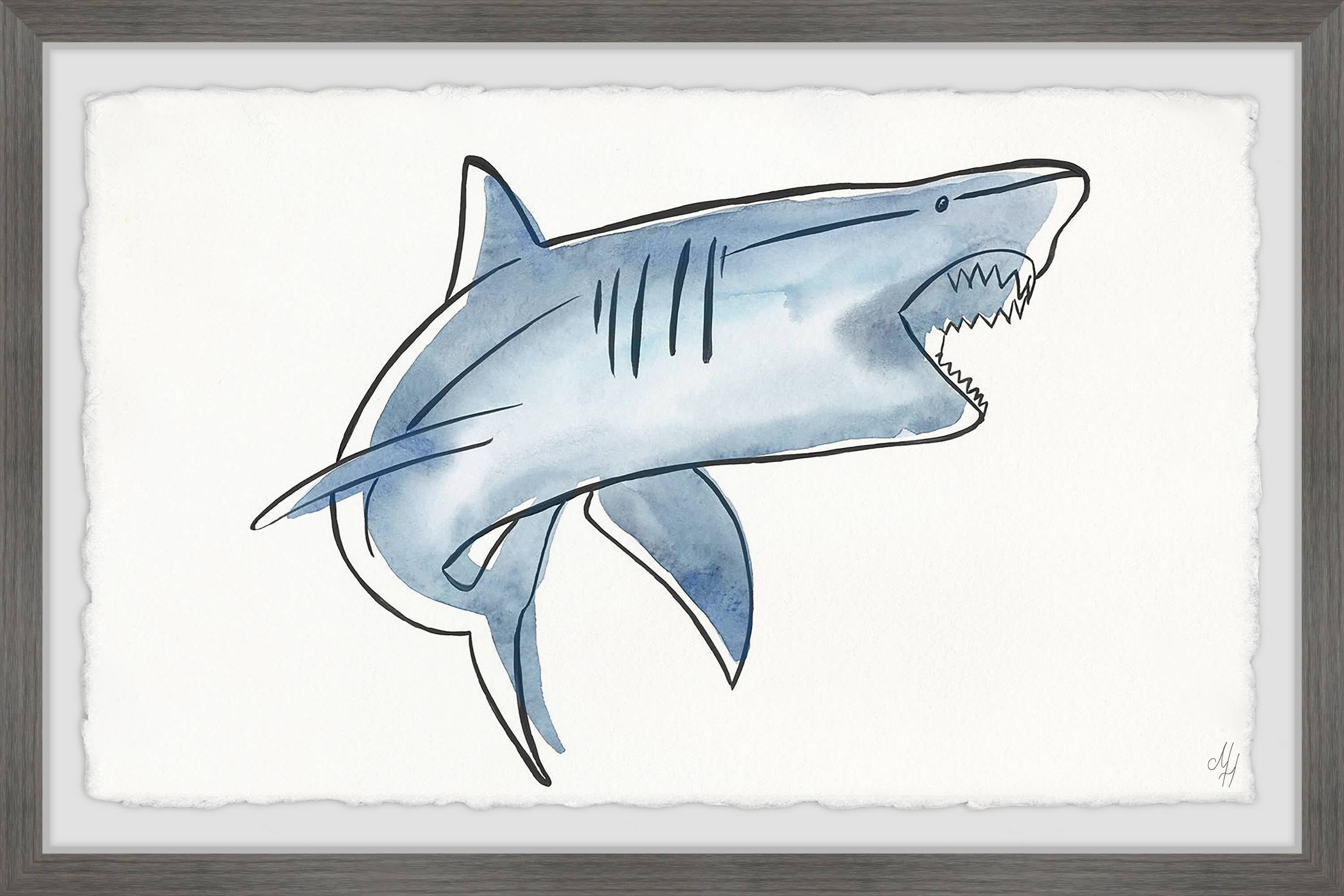 Marmont Hill Biting Shark Framed Wall Art