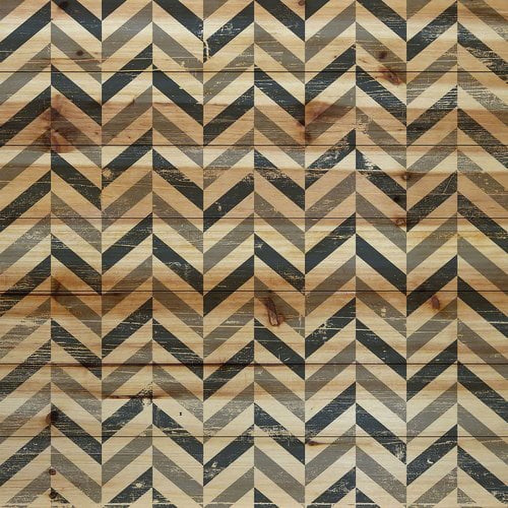 Marmont Hill - "Black Grey Zigs" Painting Art Print On Natural Pine Wood, 24.0" x 1.5"