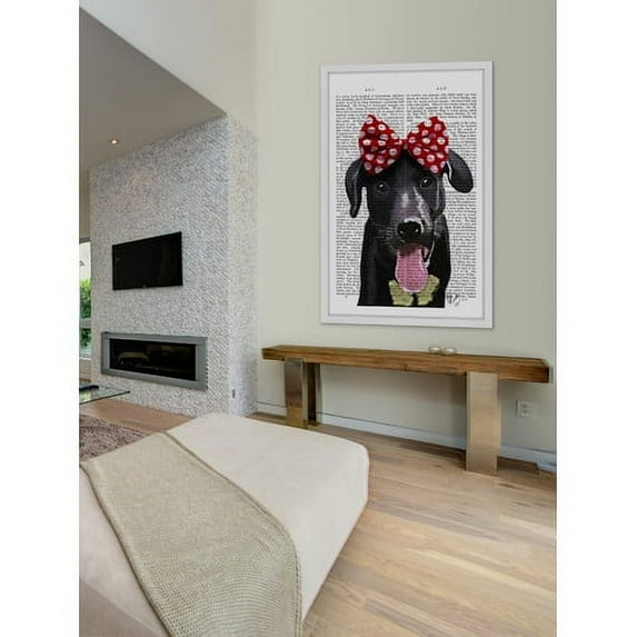 Marmont Hill "Black Lab with Red Bow" Framed Painting Print