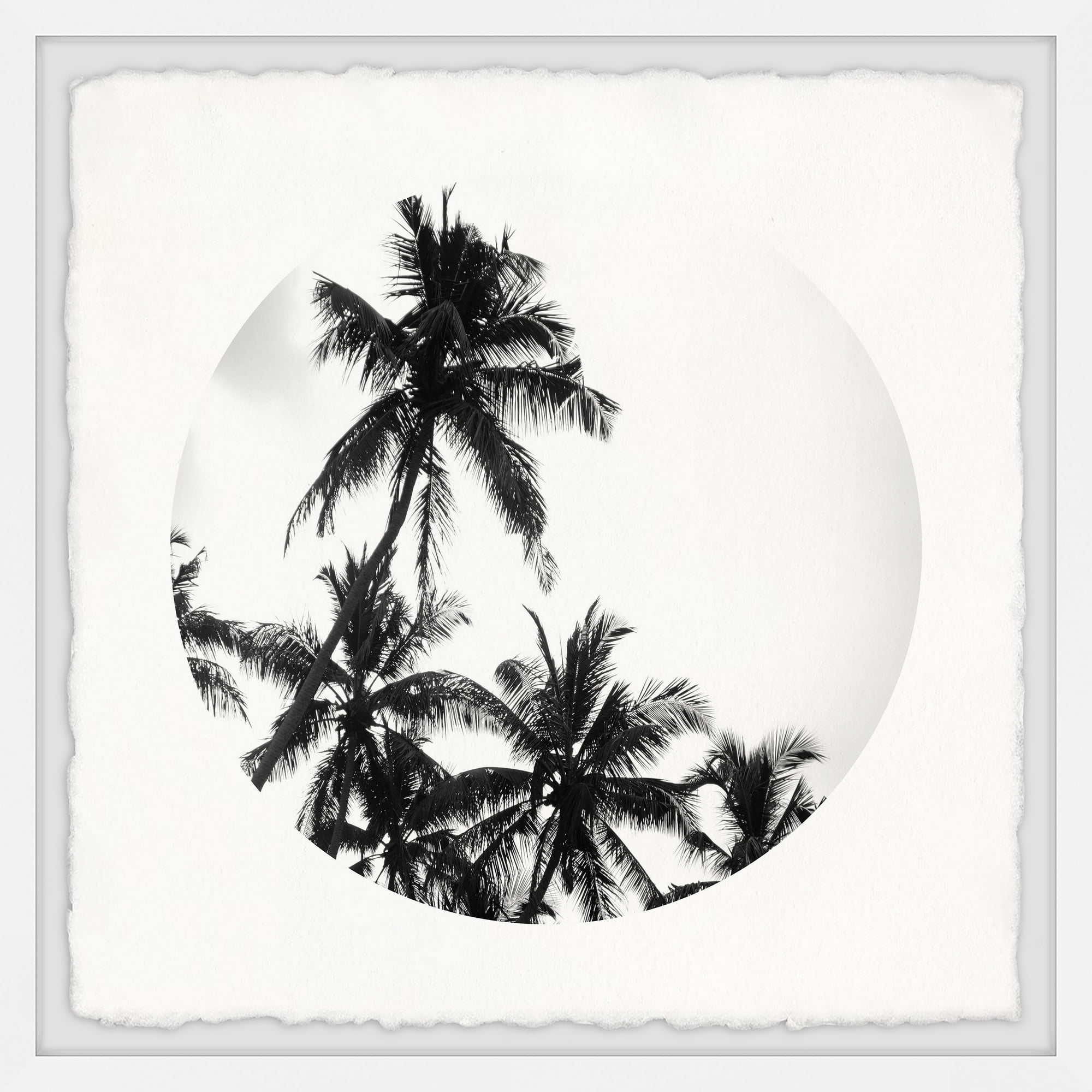 Monochrome Black Palm Leaves Framed Wall Art, 12" x 12"
