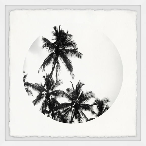 Marmont Hill Black Palm Leaves Framed Wall Art, 12" x 12"