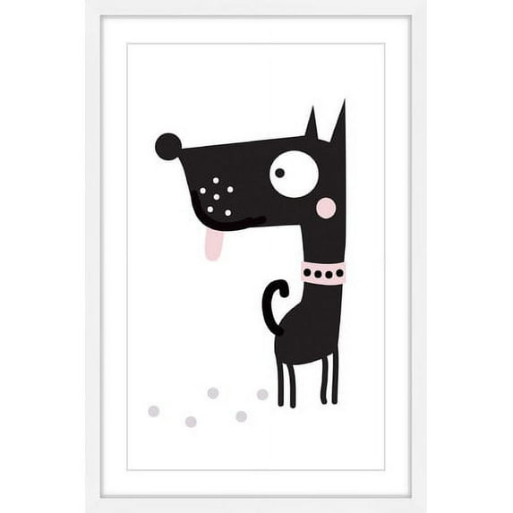 Marmont Hill "Black Puppy" by Katarina Snygg Framed Painting Print
