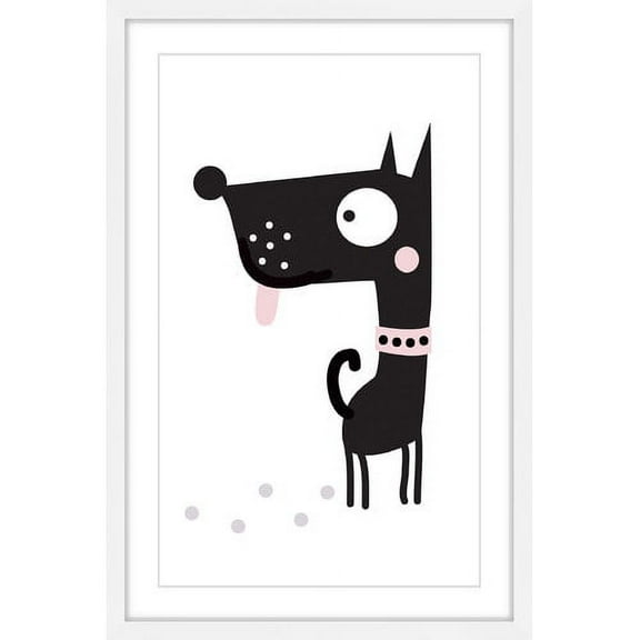 Marmont Hill "Black Puppy" by Katarina Snygg Framed Painting Print