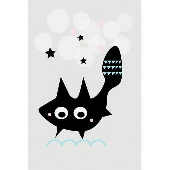 Marmont Hill "Black Star Cat" by Katarina Snygg Painting Print on Wrapped Canvas