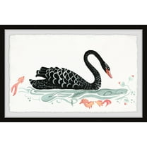Marmont Hill Black Swan And Kois Framed Wall Art, 12.00" x 1.50"
