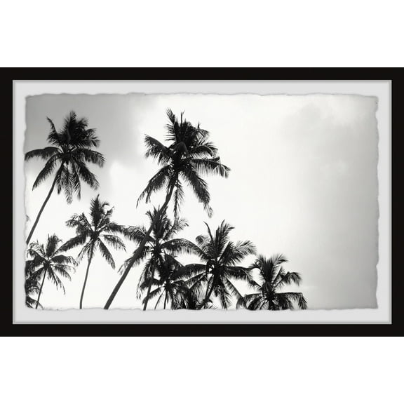 Marmont Hill Black and White Palms Framed Wall Art, 1.50" x 12.00"