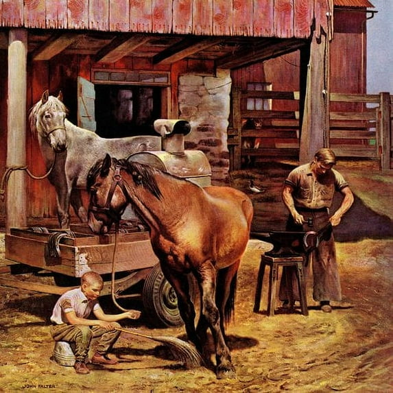 Marmont Hill "Blacksmith" by John Falter Painting Print on Canvas