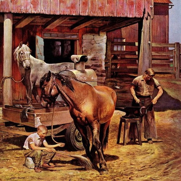 Marmont Hill "Blacksmith" by John Falter Painting Print on Canvas
