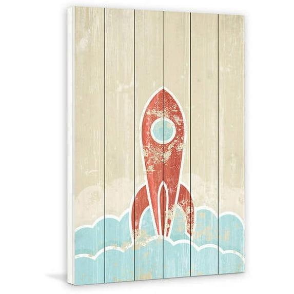 Marmont Hill - "Blast Off" Painting Print on White Wood