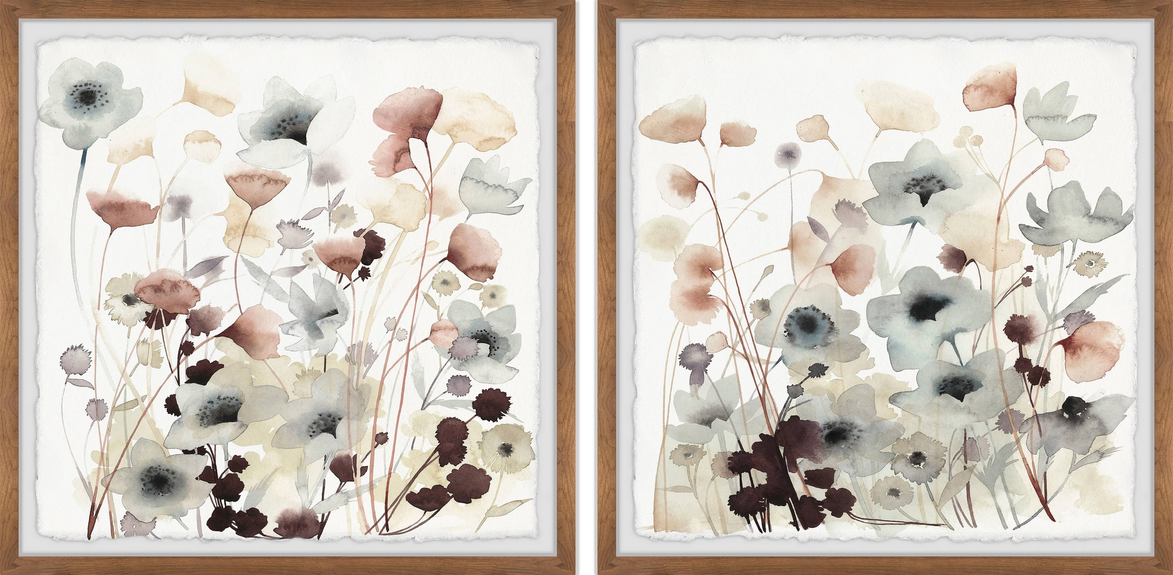 Blooming Garden II Diptych Canvas Art in Soft Pastels