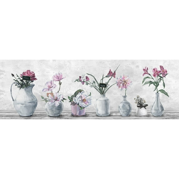 Marmont Hill Blooming Pink Flowers Canvas Wall Art, 10" x 30"