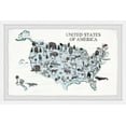 thumbnail image 1 of Marmont Hill Blue Animals Map Framed Wall Art, 1 of 6