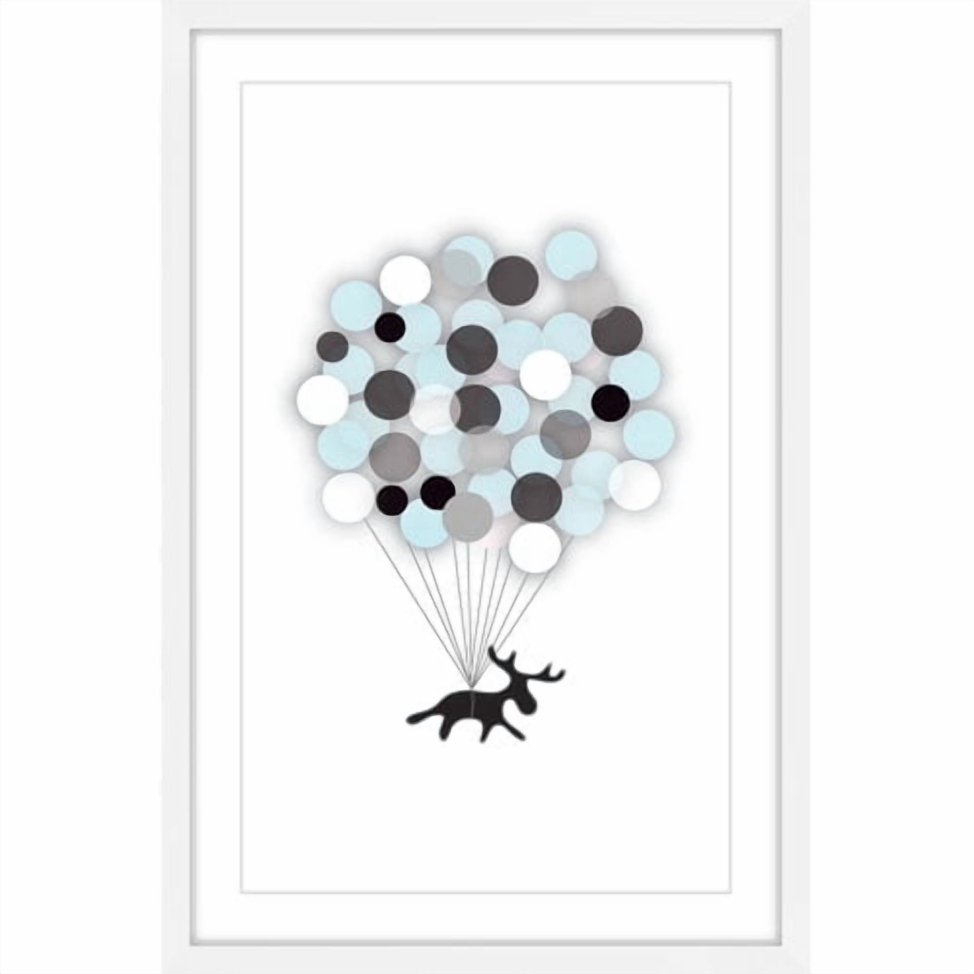 Marmont Hill "Blue Balloon Moose" by Katarina Snygg Framed Painting Print
