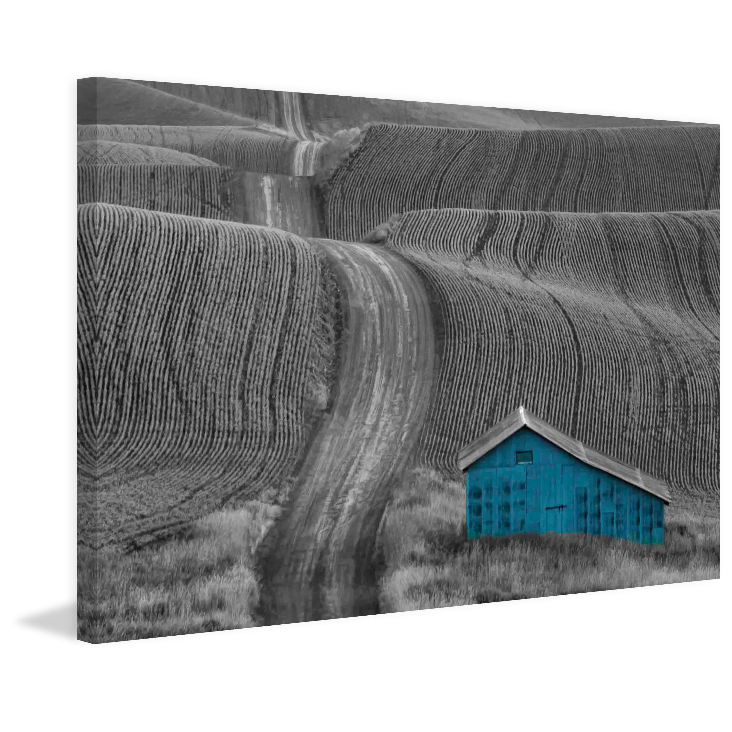 Marmont Hill "Blue Barn on a Country Road" Painting Print on Canvas