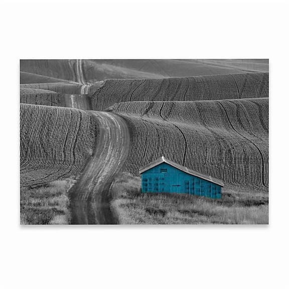 Marmont Hill "Blue Barn on a Country Road" Painting Print on Canvas