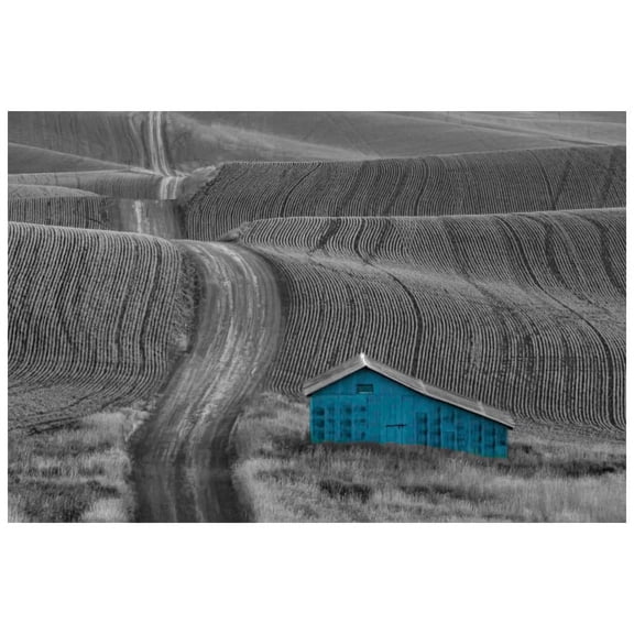 Marmont Hill "Blue Barn on a Country Road" Painting Print on Canvas