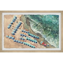Marmont Hill Blue Beach Umbrellas Framed Wall Art