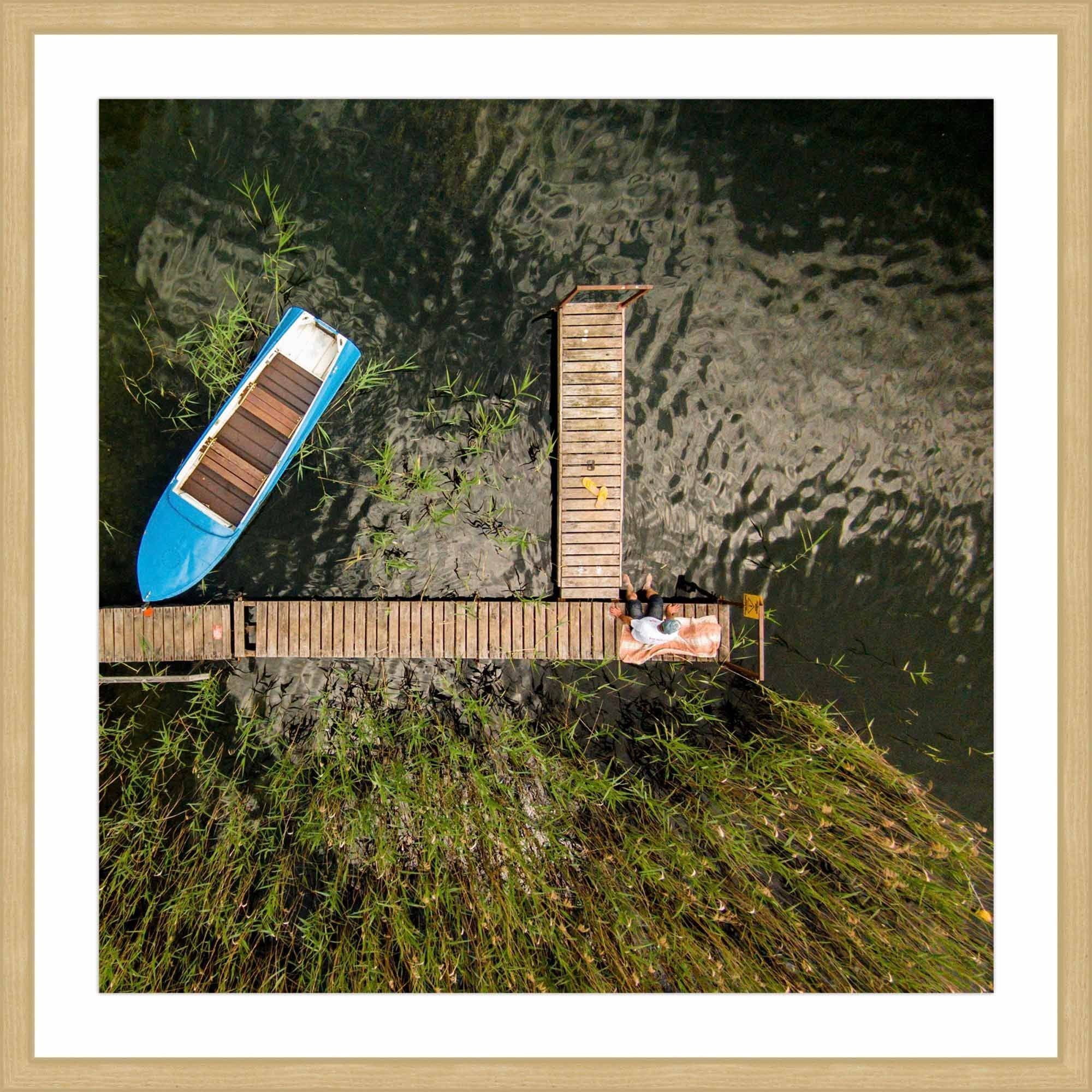 Marmont Hill "Blue Boat" Framed Art Print, 12.0" x 1.5"
