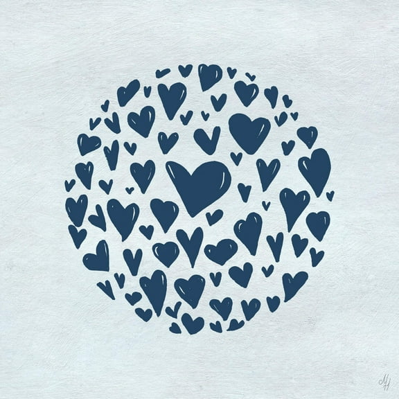 Marmont Hill Blue Circle Hearts Canvas Wall Art