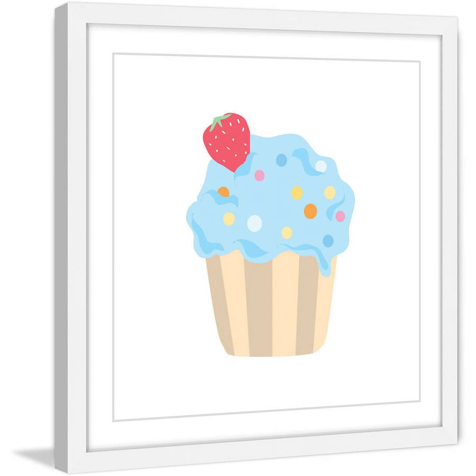 Marmont Hill "Blue Cupcake" by Diana Alcala Framed Painting Print