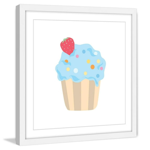 Marmont Hill "Blue Cupcake" by Diana Alcala Framed Painting Print