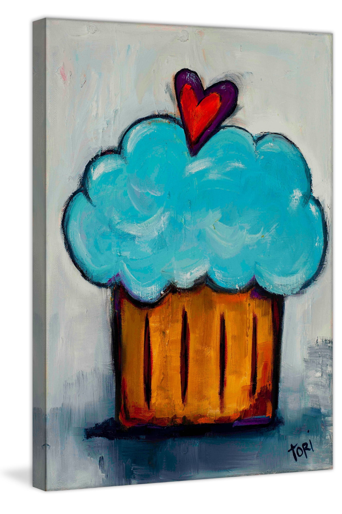 Marmont Hill "Blue Cupcake" by Tori Campisi Painting Print on Canvas