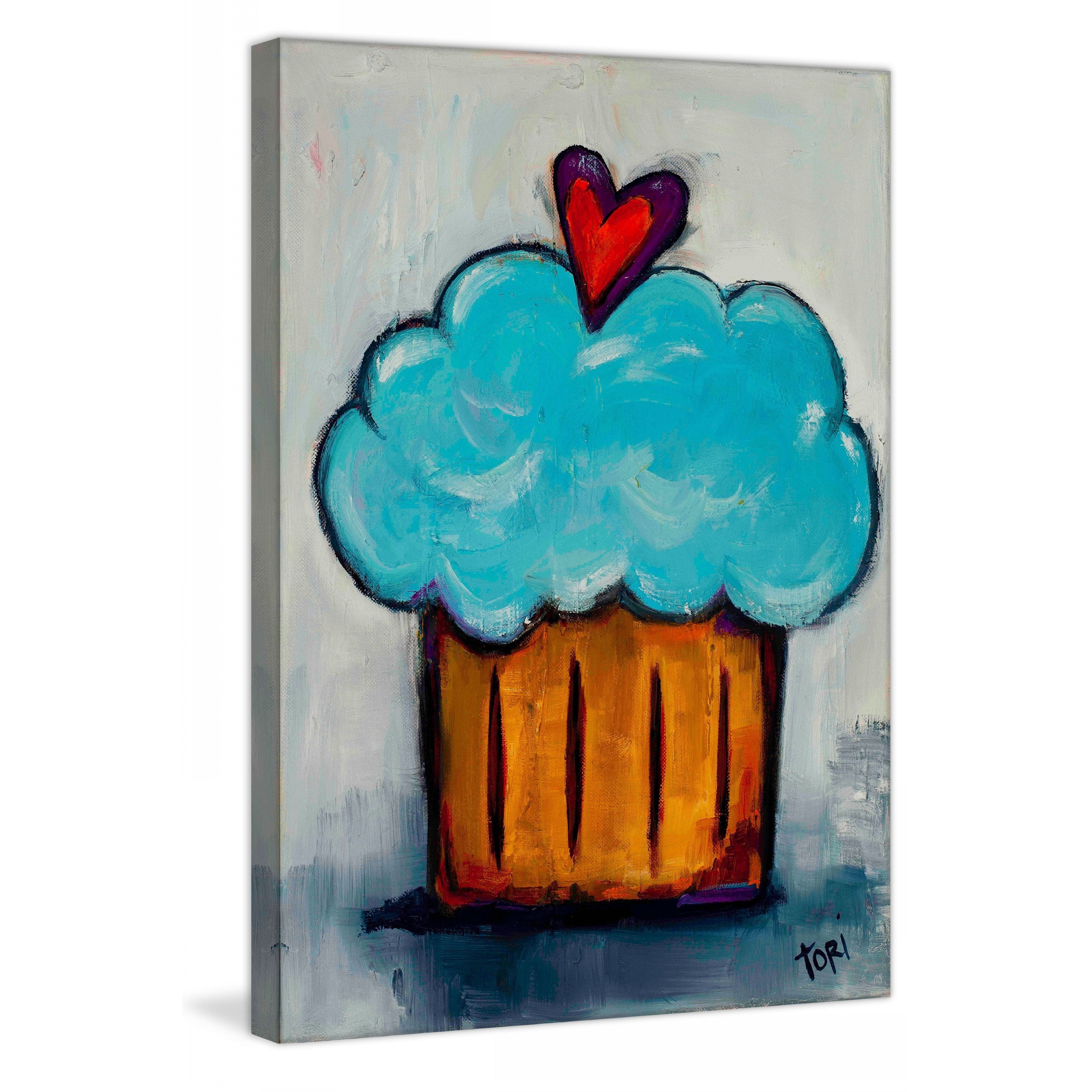 Marmont Hill 'Blue Cupcake' by Tori Campisi Painting Print on Wrapped Canvas