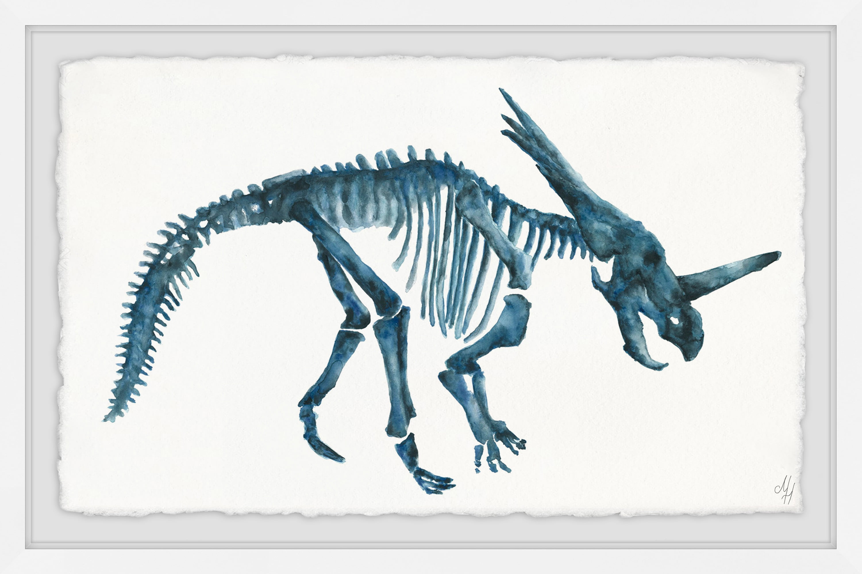 Marmont Hill Blue Dino Skeleton Framed Wall Art