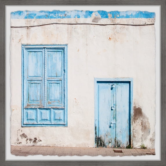 Marmont Hill Blue Doors and Windows Framed Painting Print