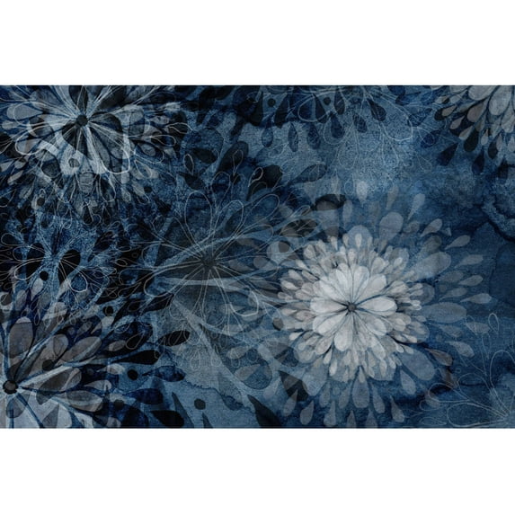 Marmont Hill - "Blue Floral Burst" Painting Print on Wrapped Canvas