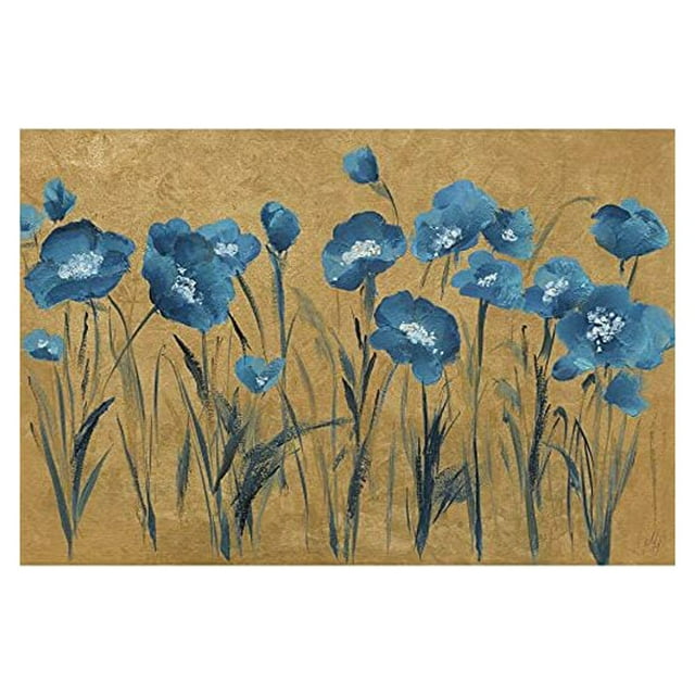 Marmont Hill Blue Flowers III Painting Print on Wrapped Canvas