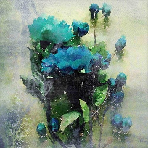 Marmont Hill - "Blue Garden Bloom" by Irena Orlov Painting Print on Wrapped Canvas