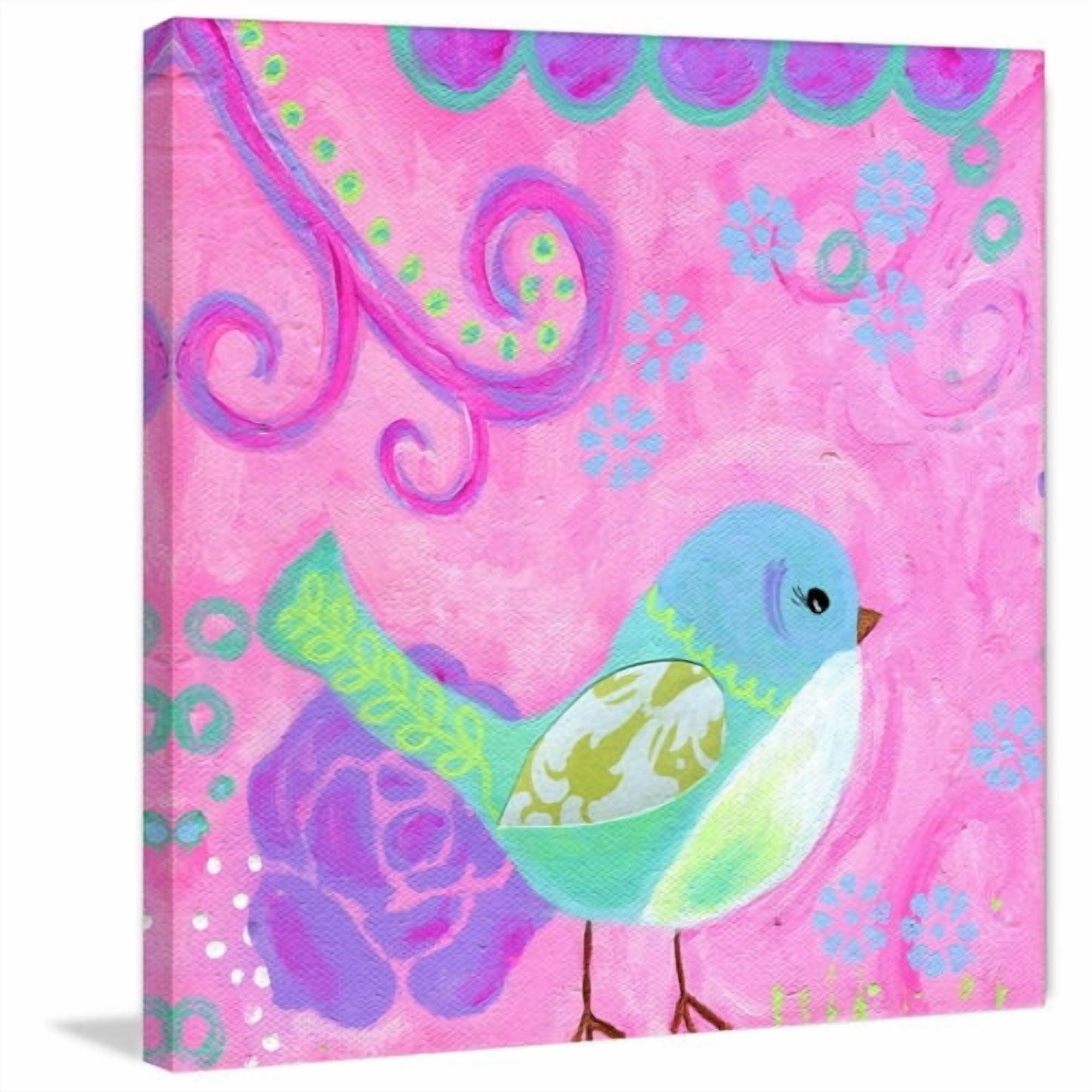 Marmont Hill "Blue Green Bird" by Jill Lambert Painting Print on Wrapped Canvas