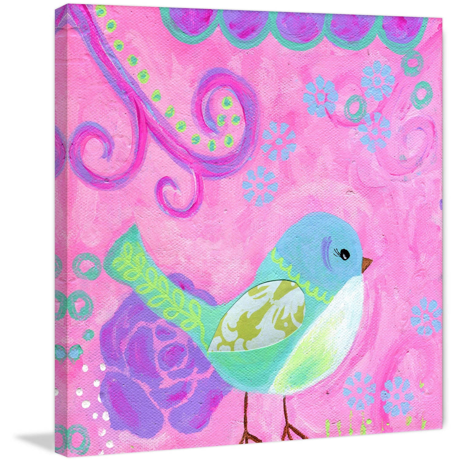 Colorful Blue and Green Bird Canvas Art Print, 50" x 50"