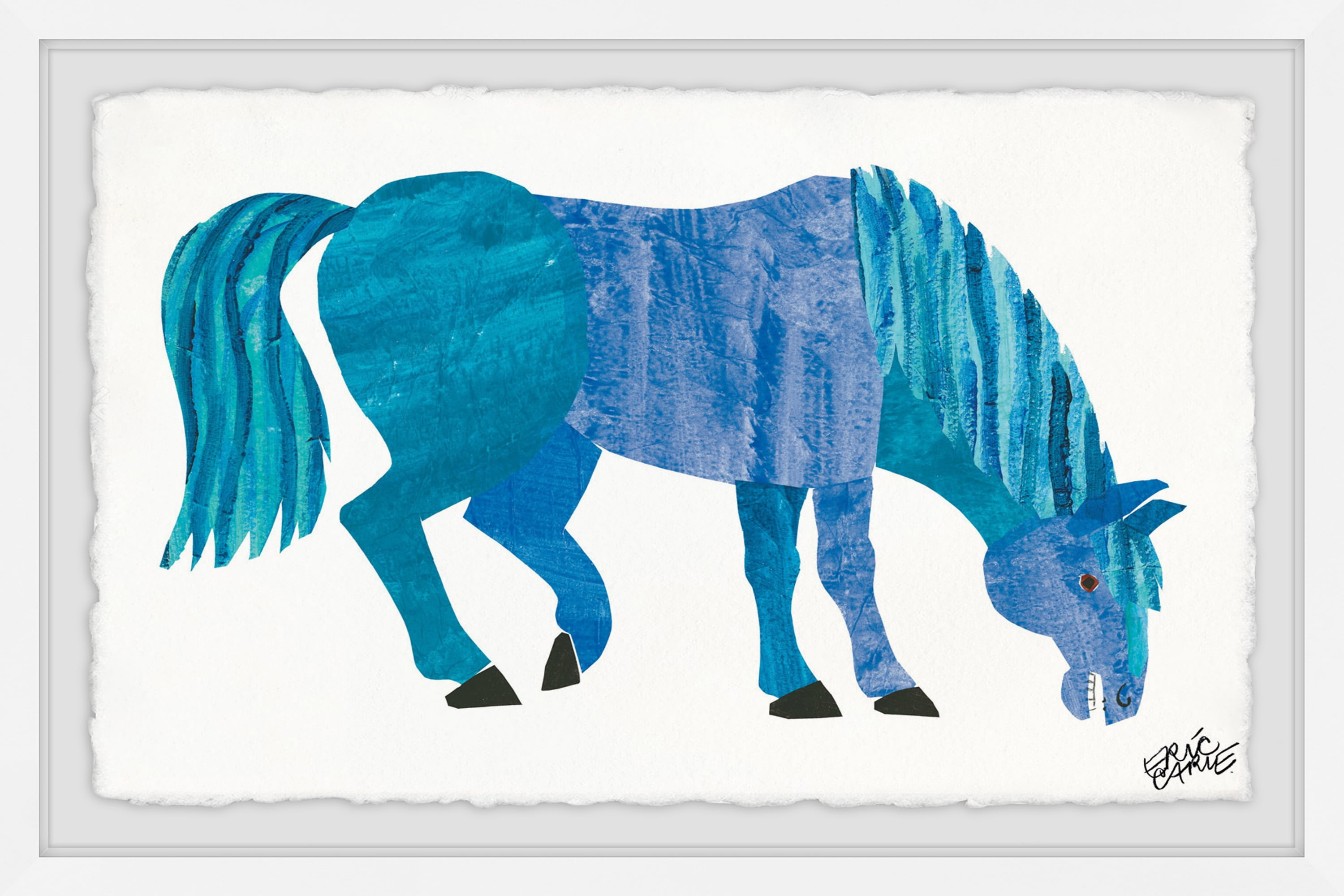 Marmont Hill Blue Horse By Eric Carle Framed Wall Art, 24.00" x 1.50"
