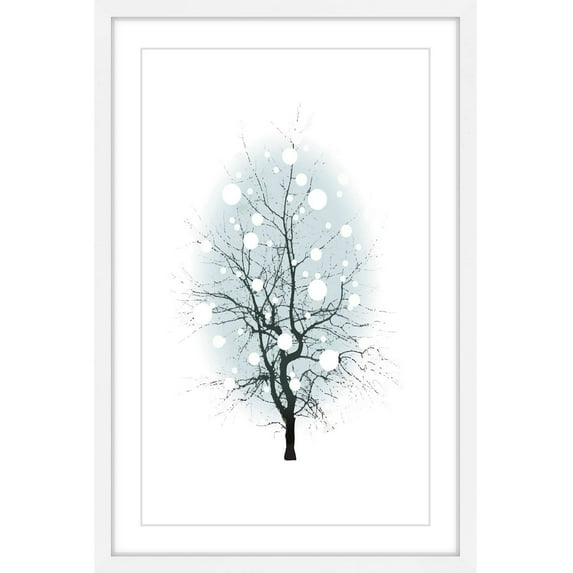 Marmont Hill "Blue Hue Bubbles" by Katarina Snygg Framed Painting Print