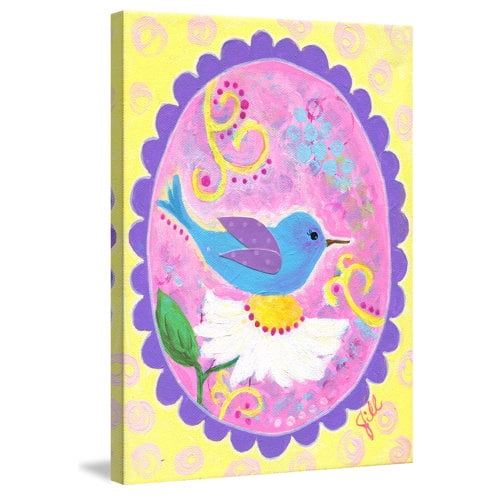 Marmont Hill "Blue Hummingbird" by Jill Lambert Painting Print on Wrapped Canvas