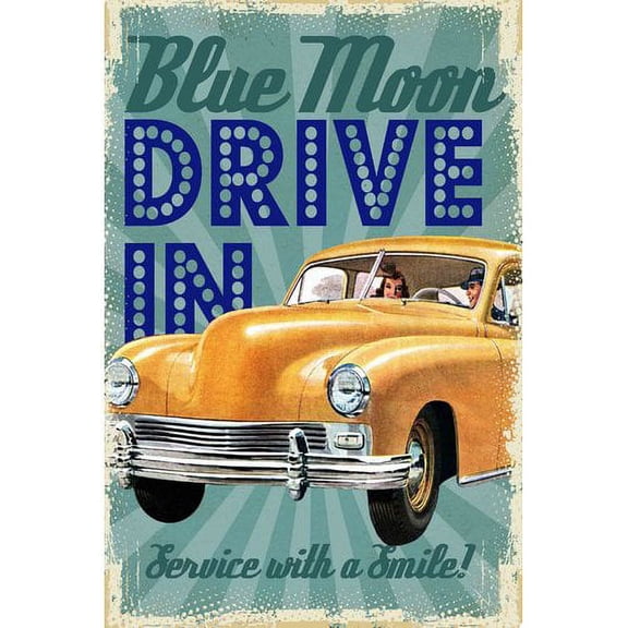 Marmont Hill "Blue Moon Drive In" Painting Print on Canvas